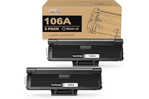 colorfly 106A W1106A toner Con Chip compatibile per HP 106A per Laser 107w 107a 107r per MFP 137fnw 137fwg 135a 135r 135w 135wg (Nero, 2-Pack)