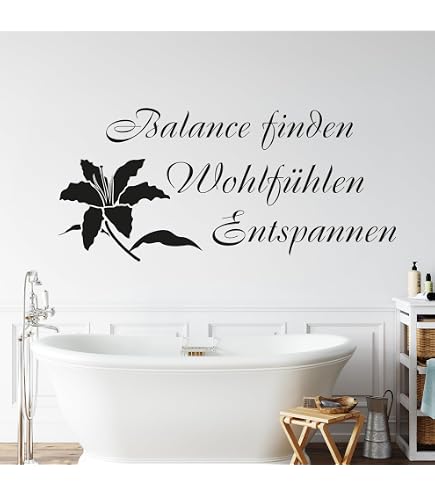 Samunshi Wandtattoo Wellness Creativ-Set 80x21 Cm Schwarz – Selbstklebend, Matt