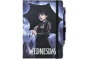 Grupo Erik Cuaderno A5 lineas Miercoles Addams con Boli - Diario personal o Journaling notebook A5 | Bloc de notas - Regalo mujer original : Cuadernos tapa dura con marcapáginas, 192 págs