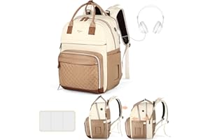Tonyeee Changing Bag Backpack 25-37L Expandable Large Baby Bags With Changing Mat for 2 Kids/Twins Baby Stuff, for Mum/Dad, Unisex Stylish Nappy Bag - Apricot & Brown-New Upgrade