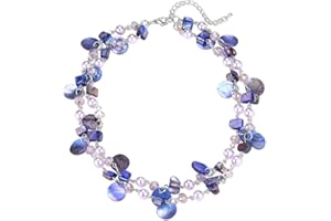 FULU AUTUMN Collier de Perles en Coquillage Turquoise pour Femmes Collier à Pendentif en Couches Bohémien D'été Costumes de Plage Bijoux pour Femmes