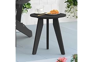 LUE BONA Mesa Auxiliar Jardín,Mesa de Jardín Exterior Redonda HDPS,Impermeable y Anticorrosión,Mesa Auxiliar para Exterior,Balcón Terraza,40 x 40 x 42 cm,Negro