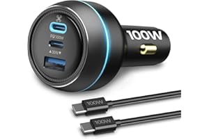 LKTOP 100W Drone Car Charger for DJI, 3-Port USB-C/USB-A Fast Charger, Battrey Power Adapter for DJI Mini/Air/Mavic 3/Avata Series Drone, Charging Hub, Remote Controller Accessories (1 Cable Included)