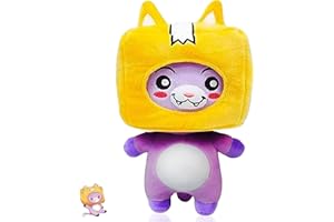 KOSTIZ LankyBox Plushies Foxy Boxy And Rocky, LankyBox Plush with Detachable Removable Head Mask, Lanky box Toys Plushie, Soft Toys Gift for Girls, Boys, Kids, Friends (Foxy)