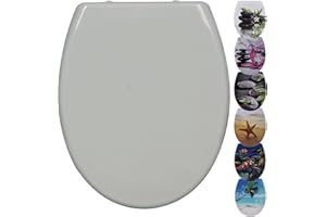 Yelcona WC-Sitz Duroplast,max. Belastung der Klobrille 150 kg Toilettensitz mit Absenkautomatik und Schnellverschluss für die einfache Reinigung, (Manhattan Grau)