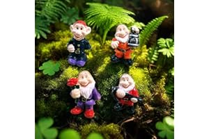 NIWWIN Estatuas de gnomo de jardín, decoración artística de jardín al Aire Libre, Figura de gnomo Impermeable de 4 Piezas para Usar en decoración de jardín de césped, Adornos de Resina. (GNOME)