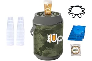 BEER UP 'Nature' + Ceinture porte verres Tireuse à bières portative - 10 verres - fûts Beertender - 20h de froid sans électricité - remplissage par le fond