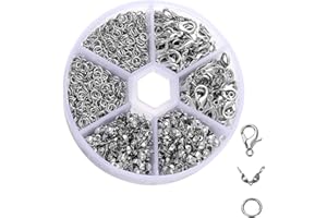 CDRPD 570 Pezzi Chiusure per Collane,Chiusure per Braccialetti,Chiusura Braccialetti Fai Da Te,Gancetti per Braccialetti,Accessori per la Creazione di Gioielli,per Accessorio di Gioi(Argento)