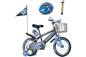 ‎HABIB GRUPPE Habib Gruppe Kinderfahrrad Jungenfahrrad 12 14 16 Zoll ab 3 Jahre – mit LED Stützrädern, Korb, Klingel & GRATIS Helm & Pumpe, Vorderradbremse