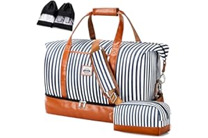 Lekespring Borsone da Viaggio Donna 50L | Borsa da Viaggio Donna con Scomparto Impermeabile Separato - con 1 Custodia per la Toilette e 2 Custodie per le Scarpe - Striature