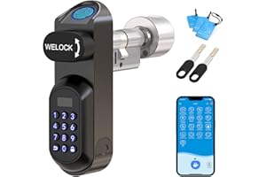 WE.LOCK WELOCK U81 Fingerprint Door Lock,6-in-1 Weatherproof Biometrics Smart Lock,Security Keyless Entry with Touch,Password,RFID Card and Keys,Smartphone Access for 50-95mm UK Front Doors