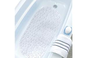 WELTRXE Mata prysznicowa, mata antypoślizgowa z tworzywa sztucznego, dla dzieci i rodziny, antypoślizgowa mata do wanny z setkami przyssawek, owalna PCW 69 x 36 cm, przezroczysta