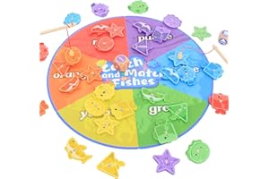Baeroly Montessori Toy Wooden Magnetic Fishing Game Suitable for Children 3-5 Years Old, Color and Shape Classifier Preschool Educational Gift