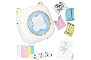 Jubor Mini Fotodrucker, Wireless Instant Thermodrucker, Tragbarer Handy Drucker Fotodrucker + 8 Rollen Thermopapier Weihnachten Geschenk für Studenten, Liebhaber, Freunde, Familie