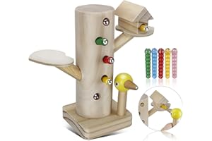 Jooheli Giocattoli Magnetico Bambini, Giochi Educativi per Bambini e Bambine di 2, 3,4 Anni, Picchio in Legno con Tronco e Bruchi Colorati Prescolare Educativo Prescolare Giocattolo Regalo