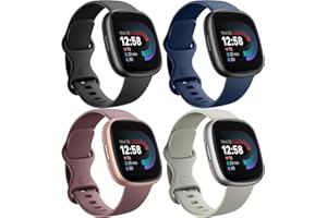 Yoohoo Compatible with Fitbit Versa 3 Straps/Fitbit Versa 4 Strap/Fitbit Sense Strap/Fitbit Sense 2 Strap for Women Men,Sport Breathable Soft Silicone Wristband Replacement for Fitbit Watch,Large H