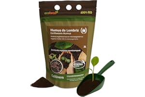 CULTIVERS Humus de Lombriz Ecológico 3 L Universal Abono para Plantas y Huerto | Fertilizante Orgánico Natural Mejora el Suelo Estimula el Crecimiento y Aumenta la Producción de los cultivos