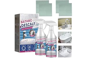 YXTECD 2Pcs Bathroom Descaler Foam, Bathroom Descaler Spray, Stubborn Stains Cleaner, Multipurpose Bathroom Foam Cleaner for Bathroom Bathtub Toilet Shower Sink with 2 Cleaning Cloths