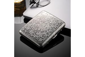 OHAODUO Fanhua) srebrna papierośnica w stylu retro, vintage, metalowa, na 20 papierosów, ze stali nierdzewnej, 20 papierosów, dla mężczyzn, kobiet, mężczyzn