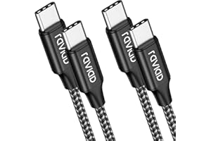 RAVIAD Kabel USB C na USB C [2Pack 2M], kabel typu C do typu C z Power Delivery 60W Szybkie ładowanie dla Samsung Galaxy S21/S20, Huawei P40/P30, OnePlus, Xperia, Google Pixel- Czarny