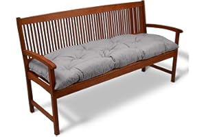 ‎BEAUTISSU Beautissu Bankauflage Flair BK - Sitzkissen für Gartenbank - Polster Auflage Outdoor - Bankpolster Auflage für Sitzbank & Hollywoodschaukel - ca. 120x50x10 cm - Hellgrau