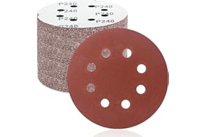 FEIHU 50 Pezzi Dischi Abrasivi 125mm, Carta Vetrata Abrasiva 8 Fori per Levigatrice Orbitale: Grana 240