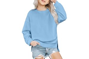 Arshiner Niñas Sudaderas Sin Capucha Ultra Cómoda Niño Otoño Invierno Cuello Redondo Pullover Moda Casual Manga Larga Sudadera para Niña 5-14 Años