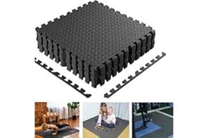 BAKAJI- Tapis Multi-usages pour Fitness, Salle de Sport, Jeux d'enfants en Mousse, Uni, 2832623, Noir, 12 pz