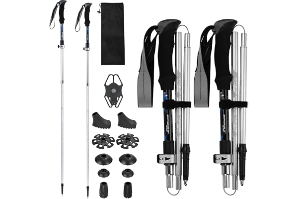 Noosverl 2 stycken aluminium vandringsstavar för damer och herrar, Nordic Walking-stavar, lätta teleskopstavar 110–130 cm, fö