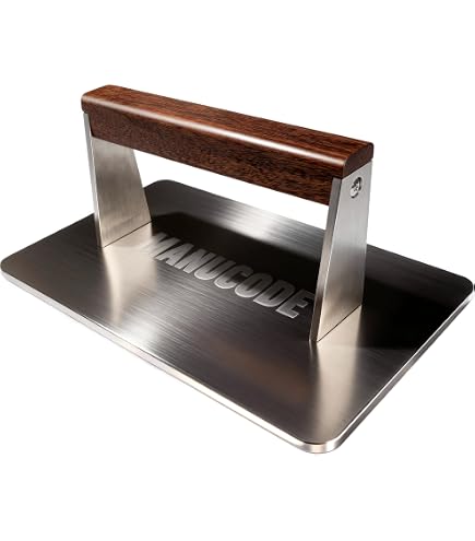 Ygiussh Heavy Duty Stainless Steel Bacon Press - 8.7 Inch Round Grill Weight For Burgers, Steaks & Sandwiches