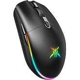 TECKNET Gaming Mouse, Rechargeable Wireless Mouse up to 8000 dpi | 2.4G Wired Gaming Mouse 6 Modes RGB Gaming Mouse PC with M
