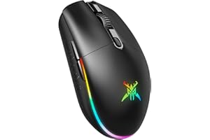 TECKNET Ratón para Juegos, Ratón Inalámbrico Recargable hasta 8000 dpi, 2,4 G/Raton Gaming con Cable y 6 Modos RGB, Mouse Gaming de PC con Edición Macros para Win11/Win10/Win8, Win7/Mac OS X10.4+