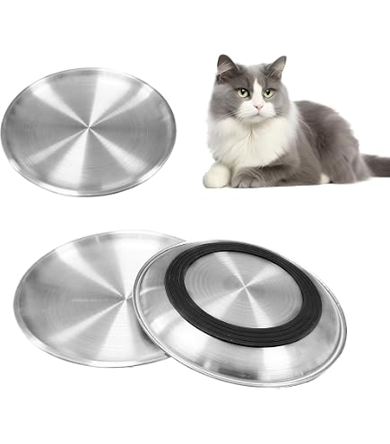 Pack 2 Cuencos Planos De Acero Inoxidable 304 Para Gatos - Antivuelco, Multifuncional, Fácil Limpieza, Comedero Antifatiga Bigotes