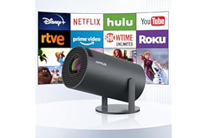 【Android 11.0】 HIPPUS Mini Videoprojecteur 4K, Retroprojecteur Portable WiFi 5G/2.4G Bluetooth, Projecteur Video avec Retournement à 180°, Auto Keystone Vidéoprojecteur Home Cinéma, Gris Fer