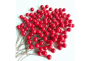 FEPITO 150 PCS Mini 10 mm Artificiale Bacche di Agrifoglio Decorazioni Albero di Natale Ancora Ciondolo Mestiere Fiore Corona Fai da Te