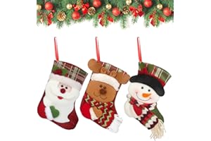 EXTFANS Nikolausstiefel Zum Befüllen 3er-Set: Mini-Nikolausstrumpf zum Aufhängen für Baum und Kaminsimsdekoration, 3D-Weihnachtsstrumpf Festliche Dekoration für Kamin, Weihnachtsbaumwand, Treppe