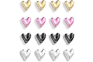 Janlifian 16PCS Fridge Magnets Cute Love Heart Magnet Set 2.1cm Small Heart Decorative Magnets Funny Office Whiteboard Magnetic Stickers Decoration Gold Pink Silver Black 4 Colors