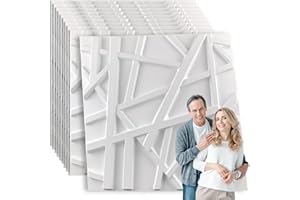 JOLOV 50 x 50 cm Pannello da parete 3D, 12 Pezzi Adesivi da Muro Salotto, Pannelli per Camera da Letto Soggiorno Moderno Sfondo TV Décor, PVC Inodore, Riciclabile, Impermeabile