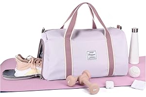 HYC00 Gym Bag Womens Small,Sports Duffle Bag,Weekend Travel Bag Duffel Bag for Girls,Overnight Carry on Bag with Shoes Compartment and Wet Pocket,Lightweight Holdall for Swimming Yoga Training, Purple