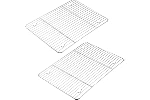 Honeyhouse Estante de refrigeración de 2 piezas, acero inoxidable, rejilla de horno grueso para asar, asar, cocinar y secar, apto para hornear y horno tostador (31 x 24 cm)