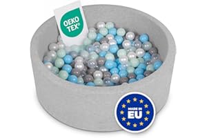 Selonis Soft Ball Pit Pool 90X30cm/200 Balls Round For Baby Toddler Foam, Light Grey:Pearl/Gris/Transparent/Babyblue/Mint