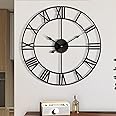 MostNow Large Wall Clock Metal Retro Roman Numeral Clock, 16 inch Modern Round Wall Clocks Almost Silent, Easy to Read for Living Room/Home/Kitchen/Bedroom/Office/School Decor