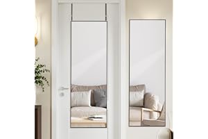 LunaMirror 127x41 cm spegel över dörren med upphängning svart aluminiumlegering ram i full längd hängande dörrspegelkapsel vä