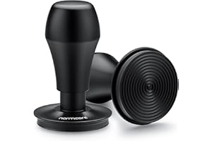 Normcore Prensador de café espresso V4 de 58,5 mm, base ondulada con revestimiento PVD de titanio, prensador con resorte, muelles de repuesto de 15 libras, 25 libras, 30 libras, mango y soporte de