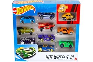 Hot Wheels Pack de 10 Vehiculos, Coches de Juguete (Modelos Surtidos, selección aleatoria), 54886