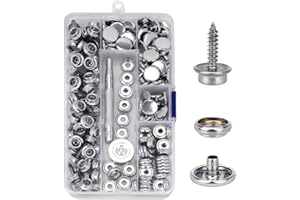 Yofuly Lot de 150 boutons-pression en toile marine avec vis en métal de qualité marine de 0,95 cm avec 2 outils de réglage pour housse de bateau, meubles