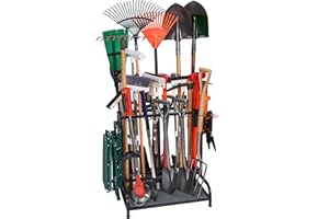 Kingarage Garden Tool Rack, Steel, Black, Yard Tool Storage, Up to 55 Tools, Garage, Shed, Outdoor