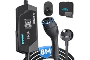 EVPEIWE Type 2 EV Charger to UK 3 Pin Plug 26ft/8M, 6/8/10/13A Portable Electric Car Charger, 3.3KW Type 2 Charging Cable for EV & PHEV, with EV Cable Holder and Carry Bag (Black)