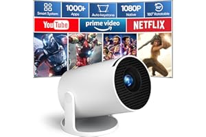 Wielio 2025 New Mini Projector, Android 11 Built-in Apps, Native 1080P 4K Supported, WiFi 6 & Bluetooth 5.4, 180° Adjustable Stand, Auto Keystone, Portable Projector for iOS/Android / Swtich2 / PS5