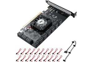 MZHOU 20 Ports 16X PCIE SATA Karte – 6 Gbps PCI Express SATA 3.0 Gen III Erweiterungskarte – Non-RAID SATA Controller Erweiterungskarte für Windows XP/Vista/7/8/10/Linux 2.6.x